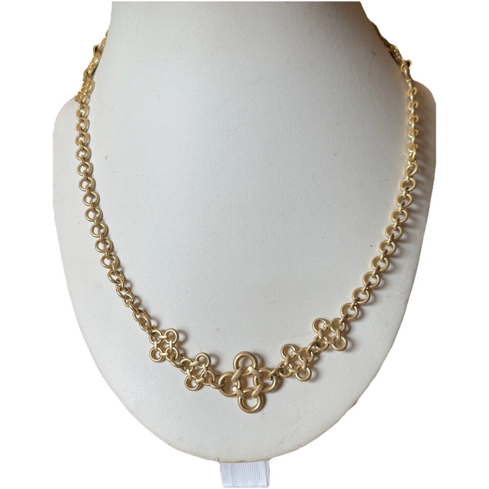 Vintage Signed LIA SOPHIA Goldtone Round Links 36" Necklace 3” Extension